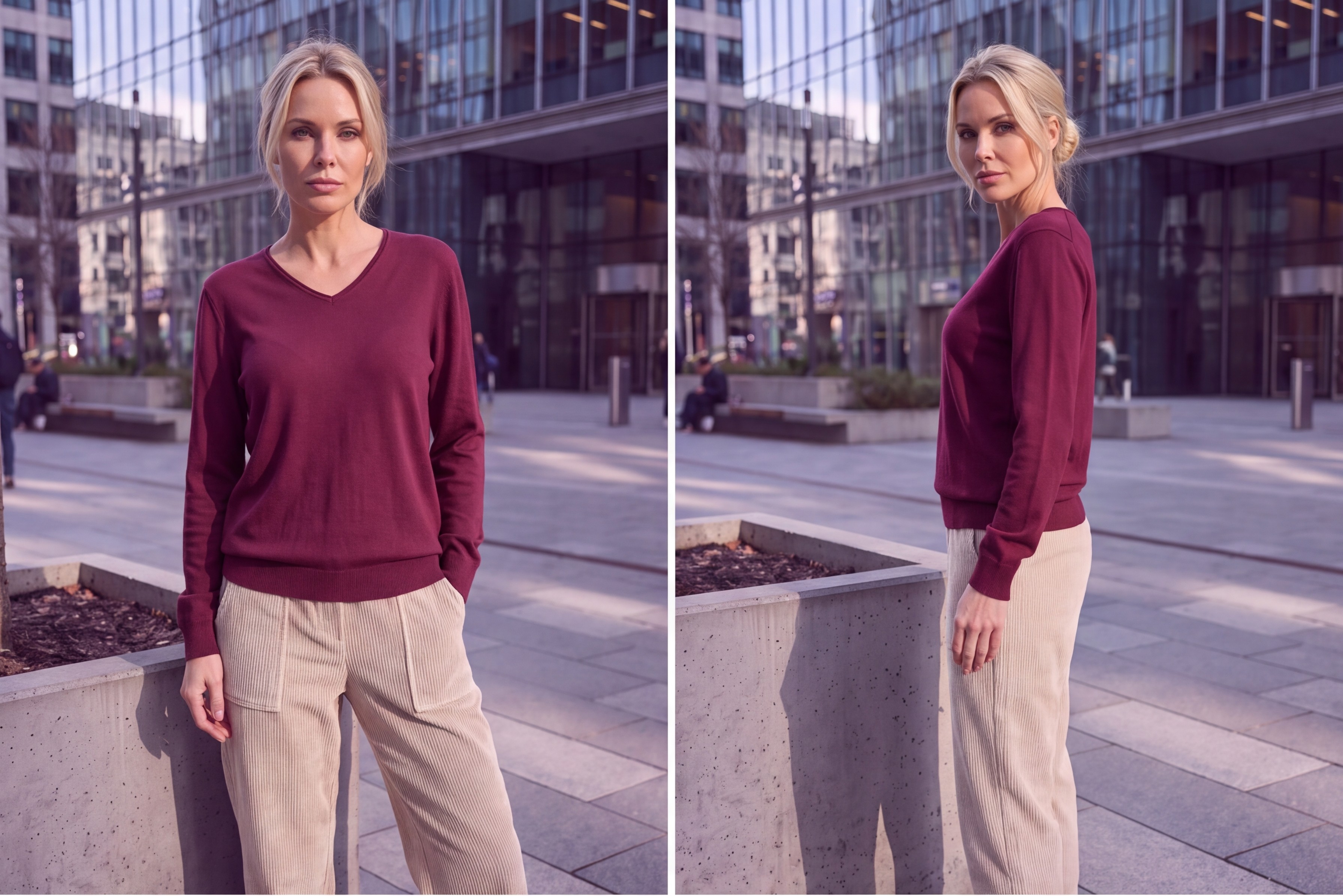 Dámsky pulóver s V-éčkovým výstrihom H.WINTER MERLOT Vínová bordová s.WEAR 9
